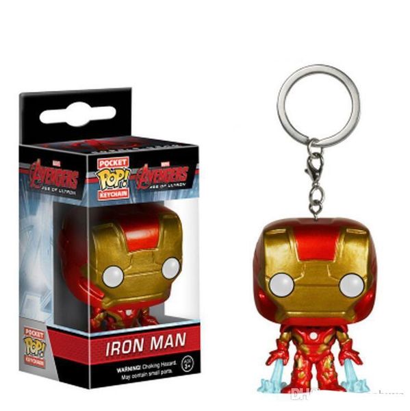

wholesale price funko pocket pop keychain - iron man vinyl figure keyring with box toy gift good quality sell