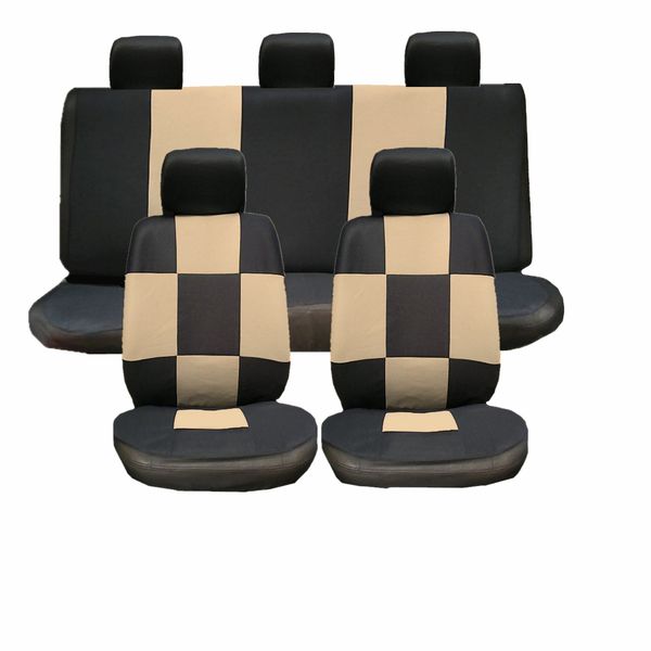 9 Piezas Completo Negro Color Tela Coche Seat Covers Set Universal Lavable