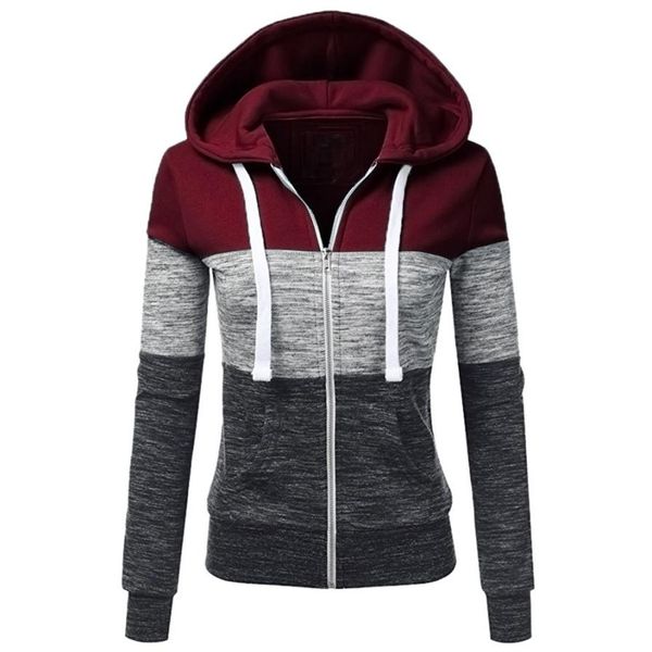 

2018 spring autumn wholesale women's sweatshirts british style casual zipper temperament hooded jacket contrast color outwear, Black