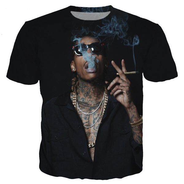 

новые моды певица wiz khalifa футболка смешно 3d печатных женщин / мужчин с коротким рукавом мужская футболка повседневная топы k178, White;black