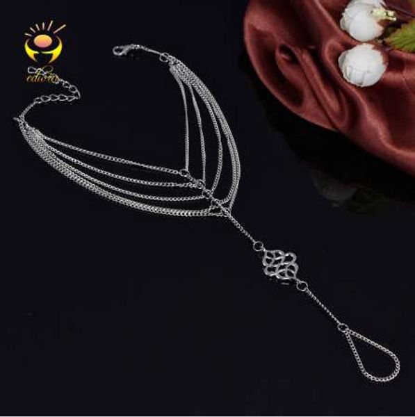 

edwin 2018 boho anklet women enkelbandje halhal ankle bracelet cheville silver foot chain mul-layer jewelry femme pulseras c017, Red;blue