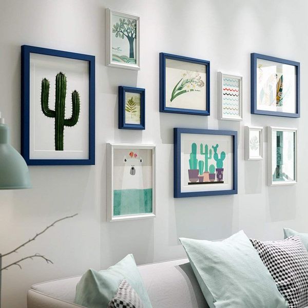 2019 Perfect Art Painting Photo Frame Set On Wall Stitching Combination Sofa Background Color White Blue From Gcz1688 121 58