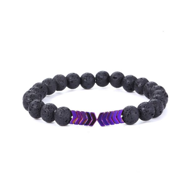 

new fashion 8mm black lave stone bracelet for women girls men jewelry natural stone beads geometric arrow charms bracelets yc, Golden;silver