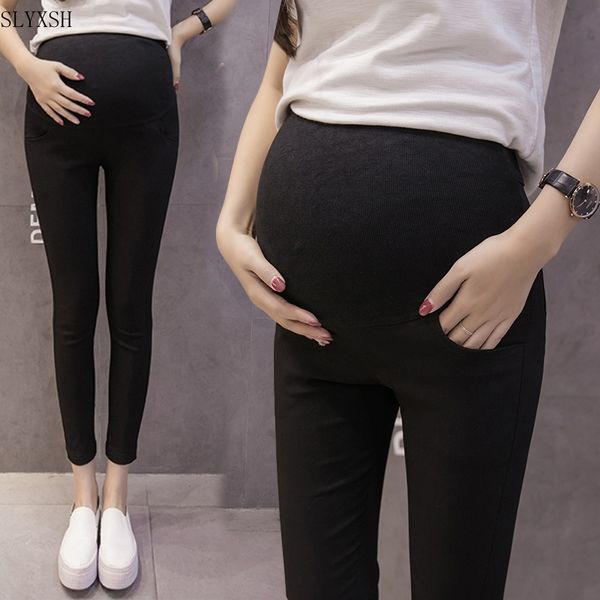 

slyxsh new maternity clothing pants spring autumn coon plus size overalls pregnant women`s large size -xxxl, White