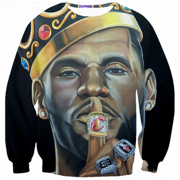 

new arrival fashion men/women superstar lebron james funny 3d printedsweatshirt style fashion casual sweatshirt b251, Black