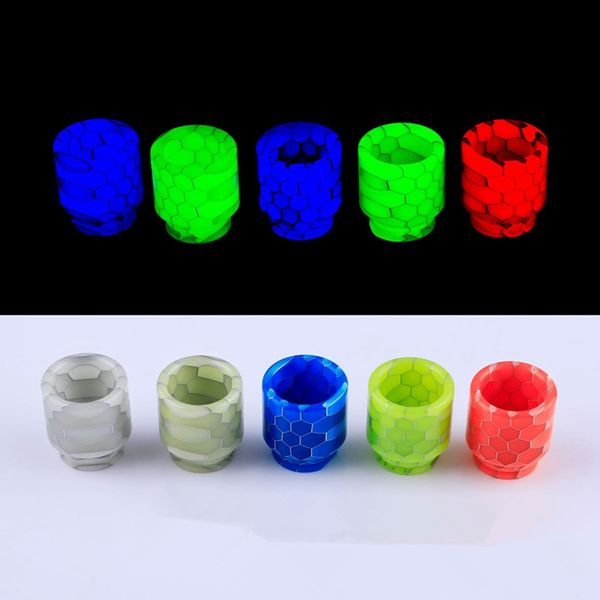 Luminous Snake Skin Grid Wave Cobra 810 Gewinde Epoxidharz Drip Tips Wide Bore Honeycomb Mundstück für TFV8 TF12 Prince Big Baby