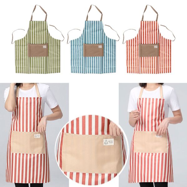 

stripe men women apron home kitchen restaurant waterproof chef cooking dress new