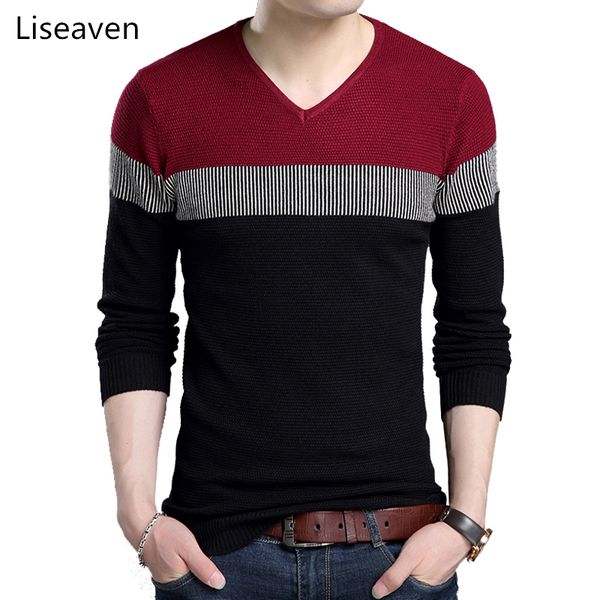 

liseaven sweaters men's clothing stylish men sweater v-neck full sleeve pullovers, White;black