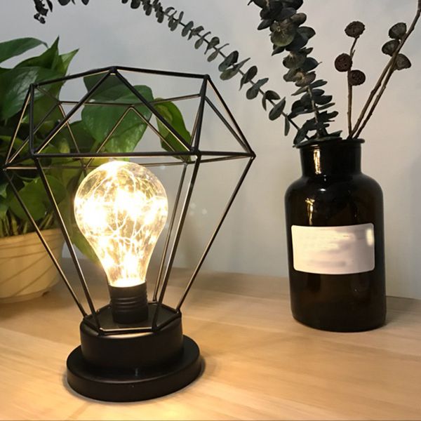 

minimalist retro led table lamp light desk nightlight diamond tall lamp candle holder home bedroom decor ornaments