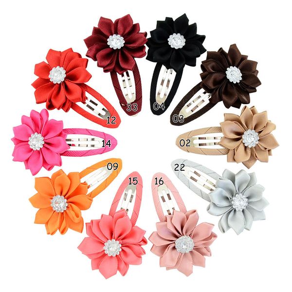 

20pcs boutique rhinestone flower with whole wrapped safety hair clips bb clips kids hairpins hair accessories gifts hd810, Slivery;white