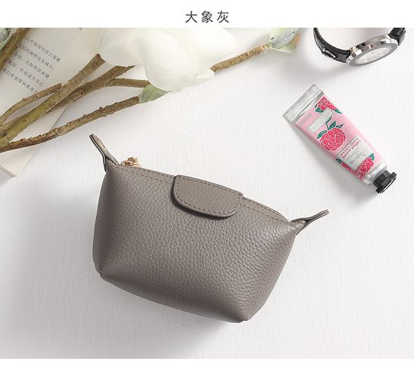 

female head layer cowhide zipper small square bag coin key ring mini dumpling bag zero money bag