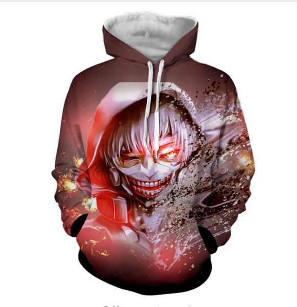 

new fashion couples men women hd tokyo ghoul dark red funny 3d print hoodies sweatshirt jacket pullover l0m097, Black