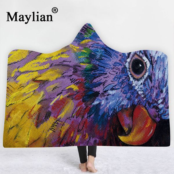 

eagle animal india mat head hooded blanket sherpa fleece ocean blue wearable plush throw blanket on bed sofa thick warm b55