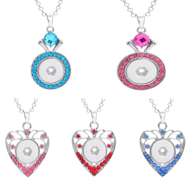 Мода Noosa Round / Love Heart Crystal Ginger Snap Button Подвеска ожерелье Ювелирные изделия DIY, соответствующие 18-миллиметровому имбирьу, завораживает прелести женщин