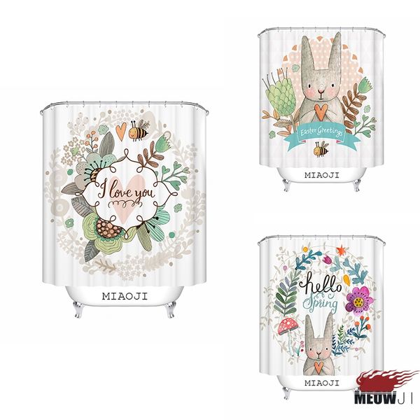 

miaoji] watercolor animals bees flowers print shower curtain multi sizes bathroom curtain decor ing