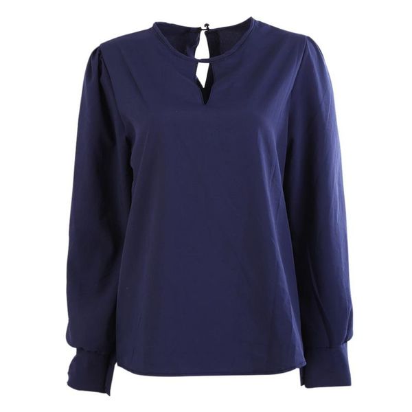 

women's fashion blouse long sleeve solid lady chiffon shirts women clothes, White