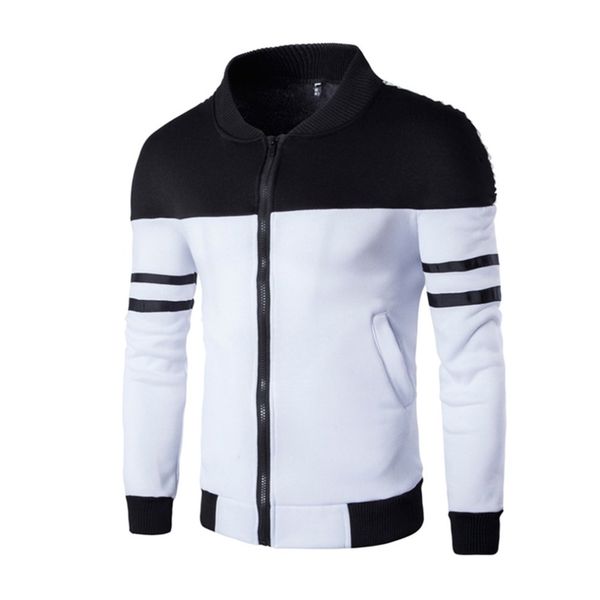 

2018 men jackets coat autumn warm stand collar striped rib long sleeve men's hoodie coat plus size 2xl zipper harajuku, Black;brown