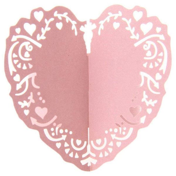 

50pcs round ring napkin heart paper decoration table for wedding - pink