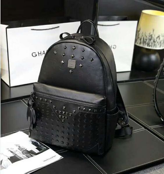 

New punk 2017 new arrival high quality casual backpack with four and eleven rivets famous designer handbag bookbag fashion shoulder bags