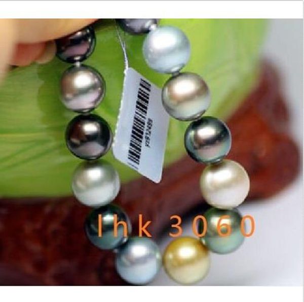 

charming 10-11mm tahitian south seas gray black yellow pearl bracelet 7.5-8 inch