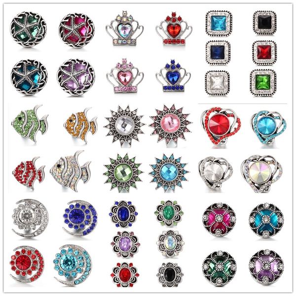 

нуса куски оснастки ювелирные изделия смешанные сердце любовь корона 18 мм оснастки кнопки с горный хрусталь fit оснастки браслет ожерелье ю