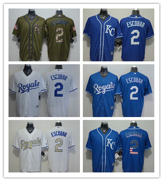 

wholesale custom men women youth kc royals jersey #2 alcides escobar home blue white grey baseball jerseys ing, Blue;black