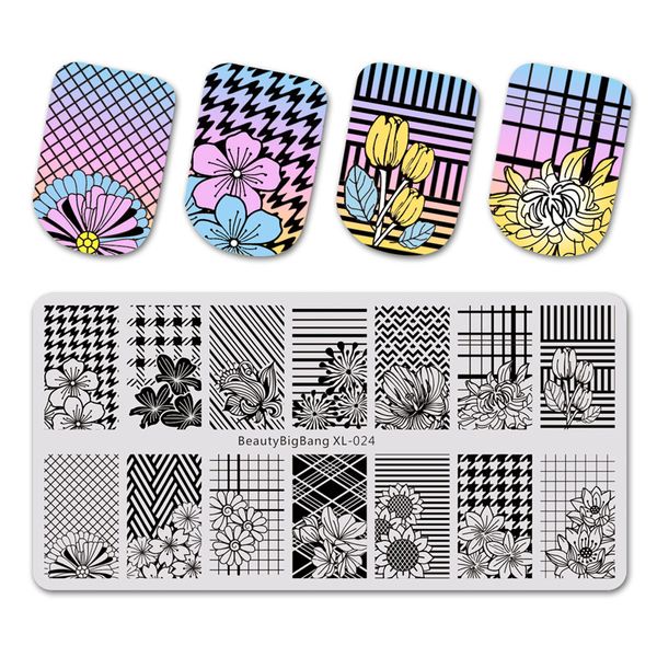 

beautybigbang nail art template plate for stamping geometric flower image autumn theme nail stamping plates bbb xl-024, White