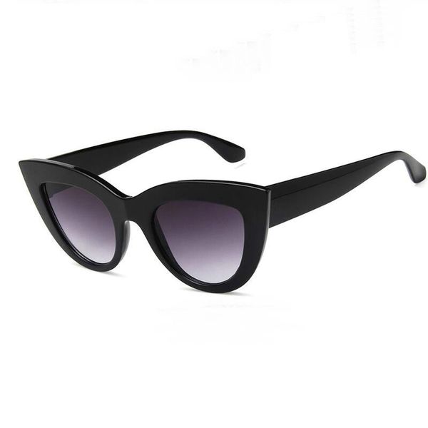 

mariayao cat eye sunglasses women new fashion uv400 vintage shaped sun glasses female eyewear gradient mirror blue sunglasses, White;black