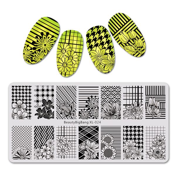

beautybigbang plate for stamping geometric flower image autumn theme nail stamper nail template stamping plates bbb xl-024, White