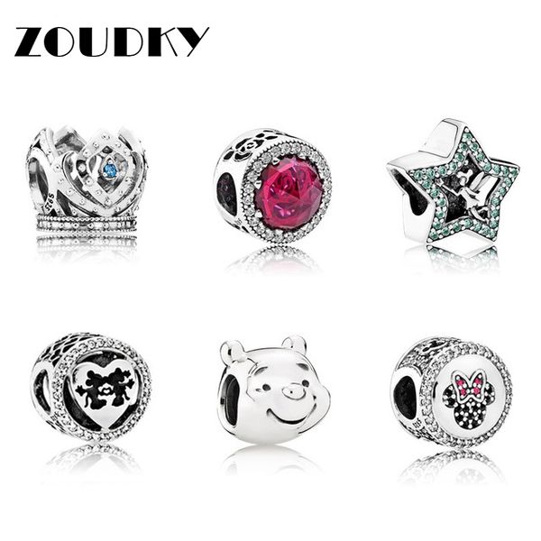 

ZOUDKY 100% стерлингового серебра 925 Шарм пирсинг сердца полые Кристалл Fit европейских