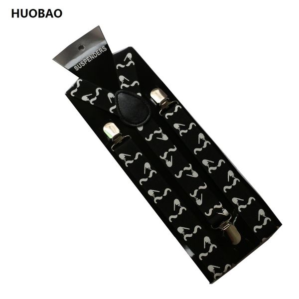 

huobao 2017 new 2.5cm wide adjustable clip on pipe suspenders for mens womens, Black;white