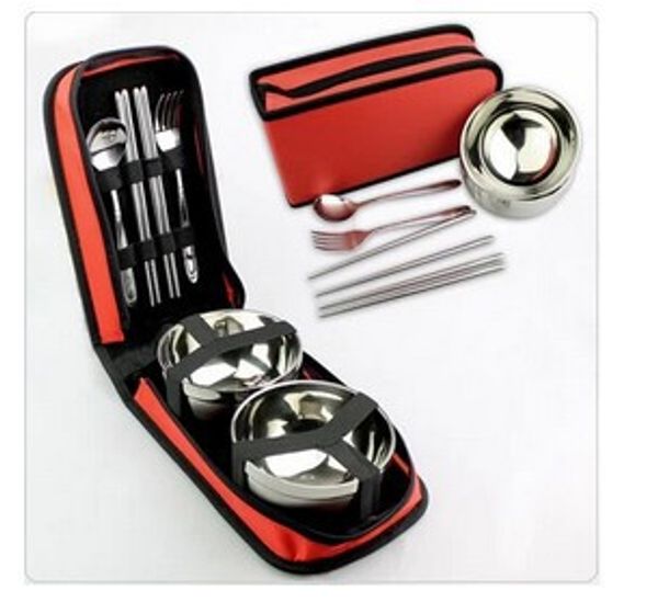 

small lunch bag set including the bowl chopsticks, spoon, Blue;pink