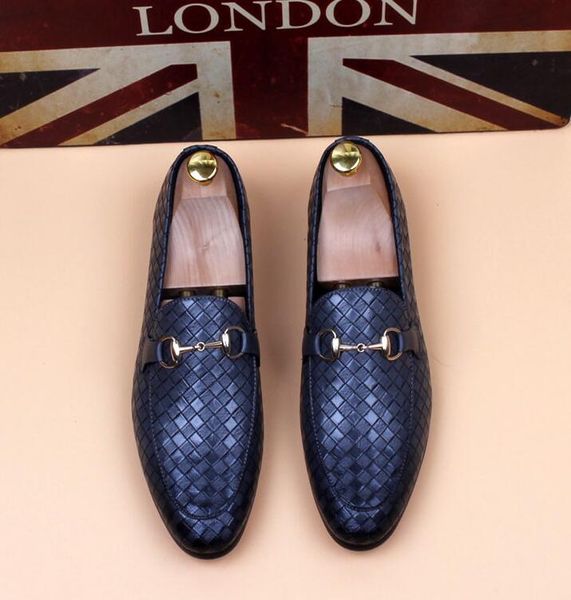 

wedding dress shoes men black horse bit buckle designer men business shoes smoking slipper us size : 6.5