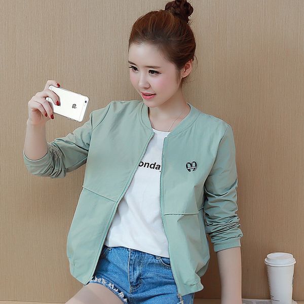 

2018 spring summer female ultra-thin short jacket wild long-sleeved women's sweater baseball shirt sunscreen clothes jacket y290, Black;brown