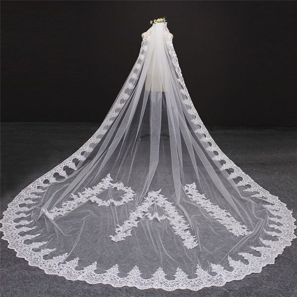 

personalized handmade custom made wedding veil with name customized letter number character 4 meters long lace bridal veil, Black