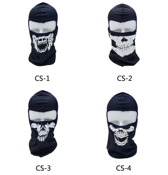 Cadılar Bayramı Hayalet Kafatası maske Tam Yüz kafatası davlumbaz Biker Motosiklet Balaclava spor maskesi kaputu Kayak toz geçirmez Windproof maskeleri Nefes