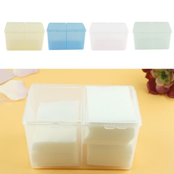 

double gloss clear nail art gel polish remover cleaning cotton pad organizer holder storage beauty coton box 2 compartments gift, Silver