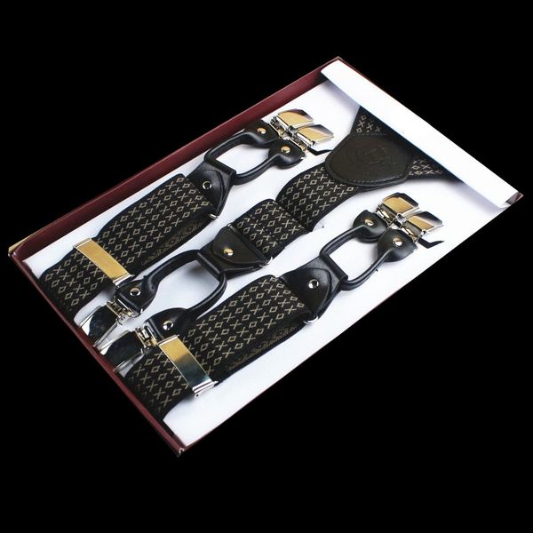 

business high elasticity six clip men's suspenders fy18102210, Black;white