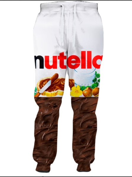 

wholesale--nutella joggers 3d printed snacking spread on a crispy jogger sweatpants women men full length hip-hop trousers pants q01, Black