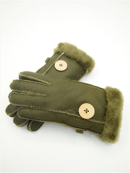 

wholesale - new women winter leather gloves genuine leather quality youth wool gloves warm comfort ing, Blue;gray