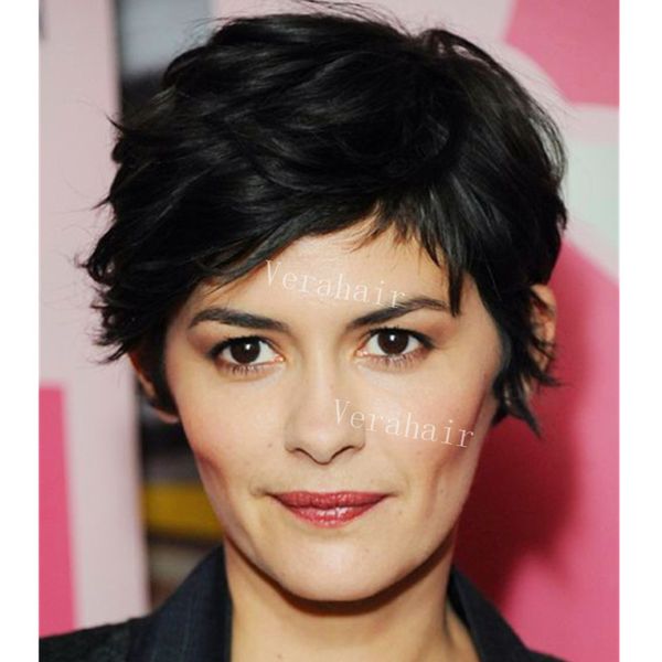 Very Short Wig Natural Black Celebrity Cheap Pixie Cut Human Hair
