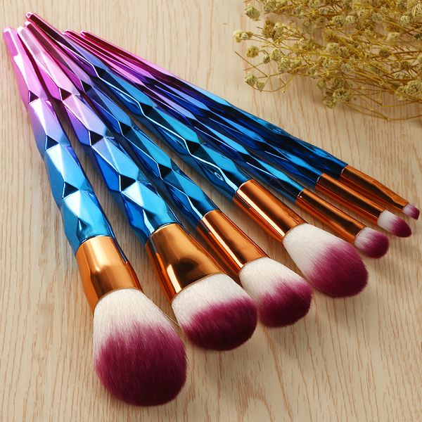 7шт / комплект Dazzle Цвет Super Soft Fan Cosmetic Make Up Foundation Eyeshadow Lip Makup Brush Tool Kit Конический Ручка кисти для макияжа