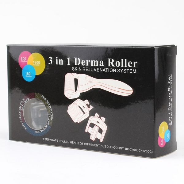 

3 в 1 системе подмолаживания кожи ролика derma микро-игла ролика 180c 600c 1200c иглы стороны кожи тела dermaroller