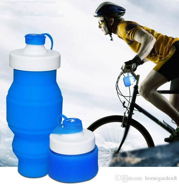 

530ml creative outdoor travel eco-friendly folding silicone water bottle retractable silicone sport cycling kettle cup 5 colors