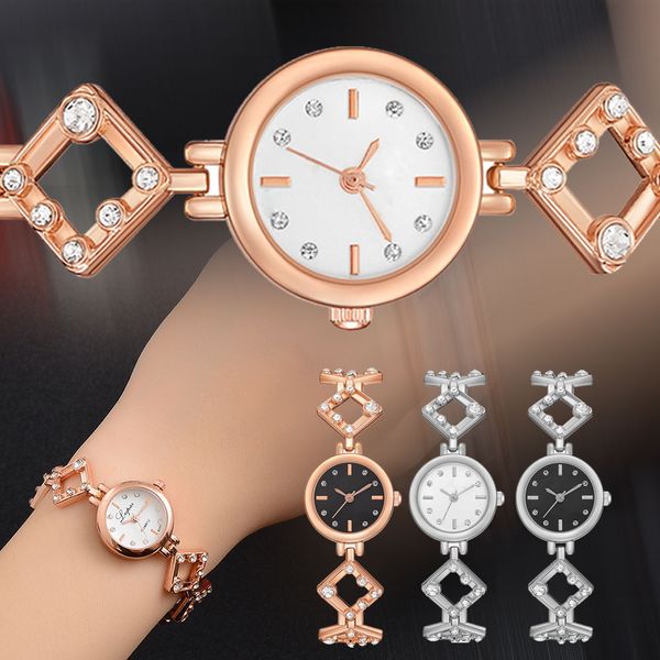 

unique diamond shape crystal bracelet women watch quartz-watches ladies fashion watch dress watches casual business, Slivery;brown