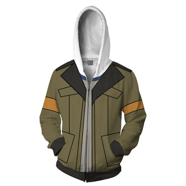 

voltron: defender of the universe hoodie blue lion rance cosplay hoodie 3d printed zipper up hooded men casual sweatshirt, Black