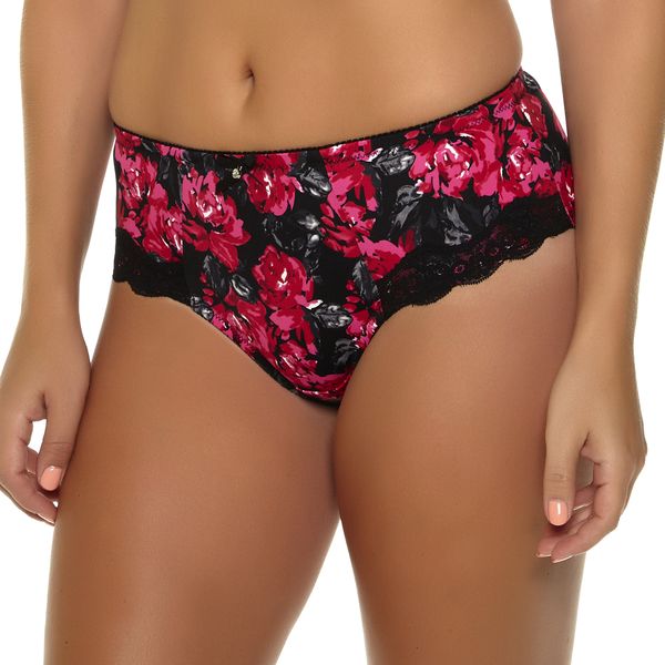 

women floral printed panty plus size high waist underwear xl -6xl, Black;pink