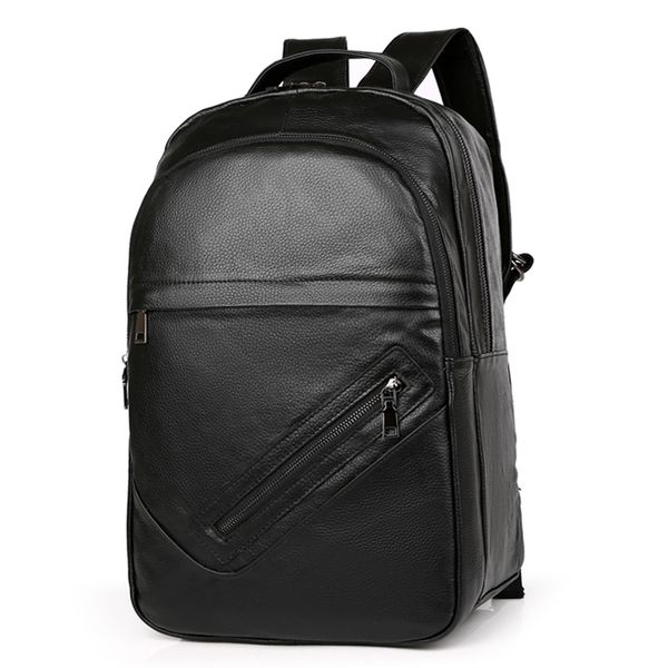 New Men/'s Genuine Cow Leather Backpack Travel School Book Bag Handbag Black