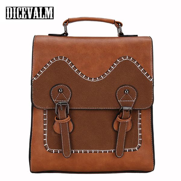 

retro women backpack leather college school bag for teenage girls female famous brands shoulder bag casual daypacks bagpack