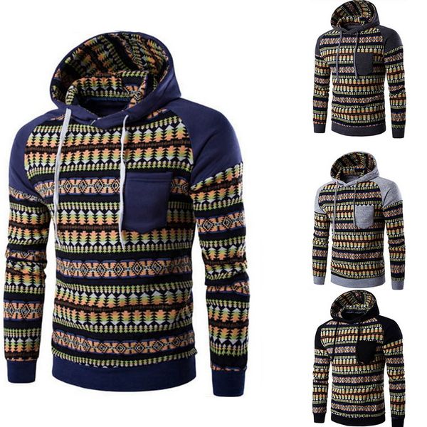 

nibesser autumn hooded sweatshirt men casual patchwork streetwear pullover mens clothing fashion pockets knitted sweatershirt, Black